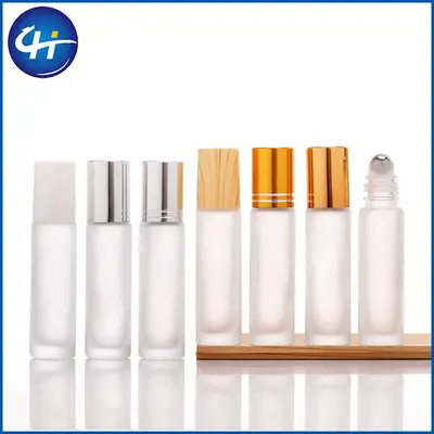 Çapraz Sınır 5/10ml Mat Cam Ahşap Desen Kapak Top Uçlu Şişe Uçan Top Şişe Esans Parfüm Uçan Top Dağıtım Şişesi Takılabilir Set