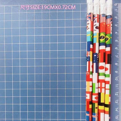 Wooden Pencil with National Flag Pattern, Multinational Flag Design - 5