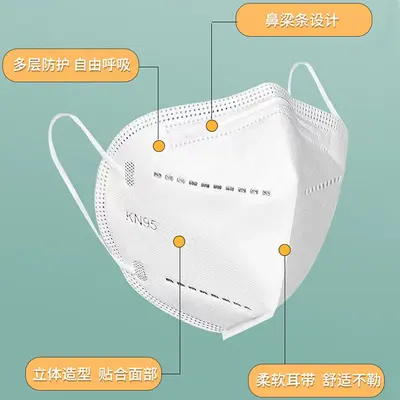 N95 maske, beş katmanlı, tek tek paketli, toz geçirmez, 50 adet