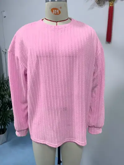 Herren-Freizeit-Langarmshirt, einfarbig, Jacquard-Muster - 11