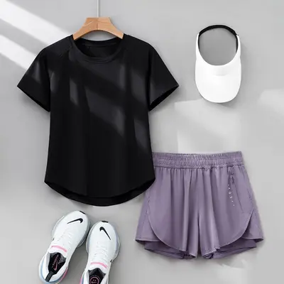 Women's 2026 Summer Running Sports Suit, Quick-Dry Short Sleeve - 11