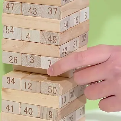 Wooden Rubberwood Stacking Blocks for Ages 4-6, Educational Number Stacking Toy - 2
