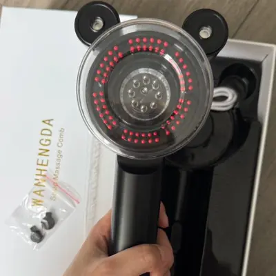 新品电动按摩梳红蓝光养发仪防脱发油涂抹梳头皮上药器抓揉生发梳
