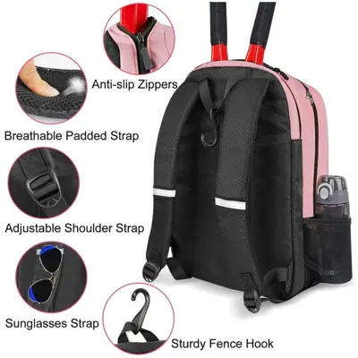 Racket Backpack, Large Capacity, Separate Shoe Compartment - 3