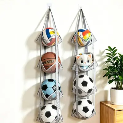 Duvara monte kapı arkası top saklama askısı, futbol topları ve oyuncak saklama - 8