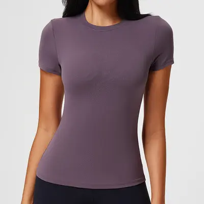 Caijue Kadınlar İçin Normal Omuz Spor Kısa Kollu Tişört, Yüksek Esnek Slim Fit Fitness Üstü, Hafif Dokulu Yoga Üstü. - 13