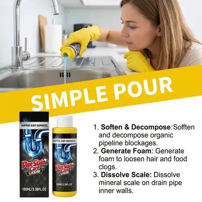 Pipe Unclogging Liquid for Toilets, Kitchen Sinks and Drains