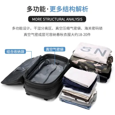 Men's backpack with vacuum compression and anti-theft feature