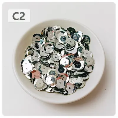 10 mm Round Curved PVC Sequin Beads with Silver Base for DIY Jewelry - 8