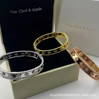 Four-leaf clover bracelet, 18K rose gold plating, full diamond - 4