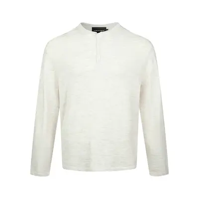 Linen Blend Knit Sweater, Henley Collar, Retro Classic Comfortable Top - 9