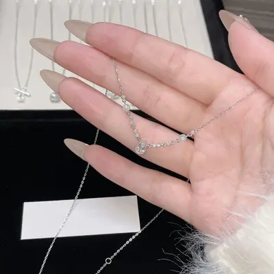 S925 gümüş inci kolye kadın, tasarımcı, minimalist - 12