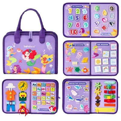 Keçe Meşgul Pano, Montessori Erken Çocukluk Öğrenme Oyuncağı, DIY Sessiz Kitap