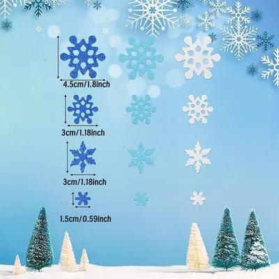 Weihnachts-Schneeflocken-Schaumstoffaufkleber aus EVA, selbstklebend mit Glitzer