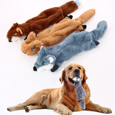Leather-Shell Plush Squirrel Squeaky Dog Toy - 2