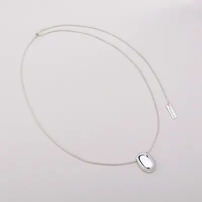 Silberner Wassertropfen-Anhänger Halskette verstellbare Kette - 6