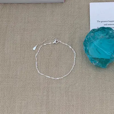 Pearl silver bracelet, S925 sterling, natural irregular, minimalist - 10