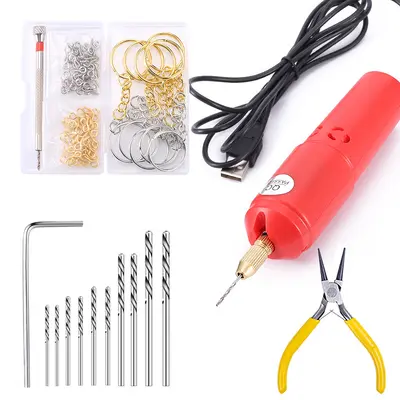 USB electric mini drill set, red - 13