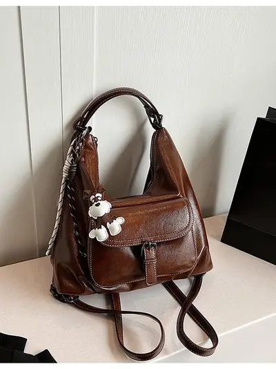 Maillard style backpack women 2025 new large capacity soft leather shoulder bag suburban multi-functional crossbody bag women's bag