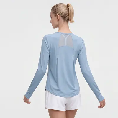 Women's Yoga Long Sleeve T-Shirt, Mesh Panels, Moisture-Wicking, Breathable - 8
