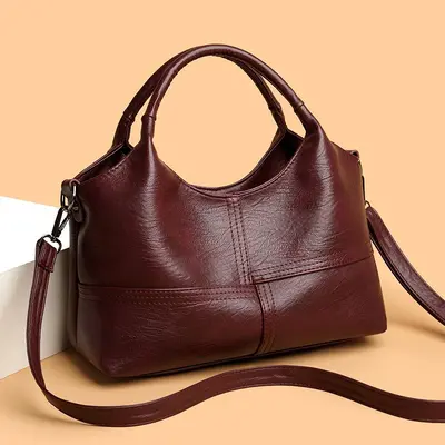Women's Patchwork Handbag, Large Capacity, Single Shoulder and Crossbody - 9