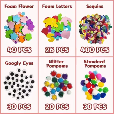 1200+ parça çocuk el yapımı sanat ve DIY malzeme seti, yaratıcı eğitici - 2
