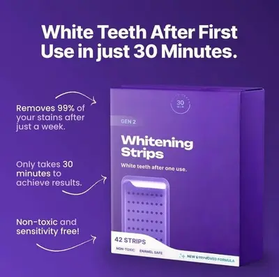 现货Purple Teeth Whitening Strips 牙贴 清新呵护清洁牙齿污垢