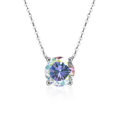 S925 gümüş moissanite kolye, dört pençeli tasarım, çıkıltı zinciri - 11