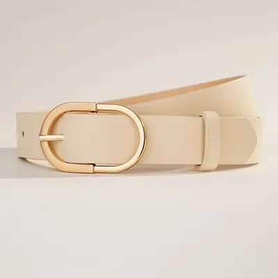 Minimalist Soft Leather Texture Belt with Alloy Buckle Head - 8