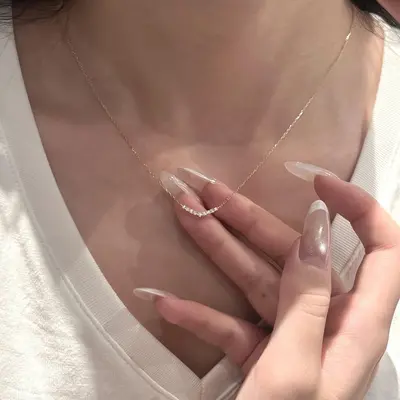 Light Luxury Zircon Smile Necklace for Women with Pavé Pendant