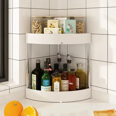Kitchen corner spice rack desktop triangular storage shelf bathroom sink strainer cosmetic shelf