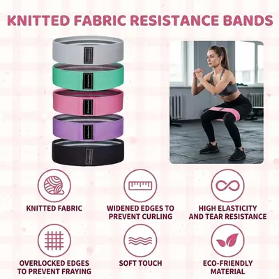 Wide Knitted Elastic Resistance Loop Bands for Fitness and Squat Training - 3