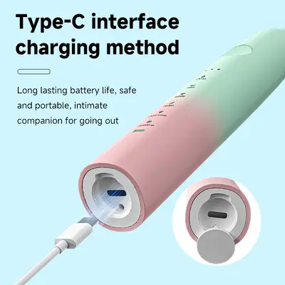 Manufacturer Wholesale Cross-Border Rechargeable Fully Automatic Metal Shaft 18-Speed Electric Toothbrush with Long-Lasting Battery Life and Gum Care, Rechargeable Type