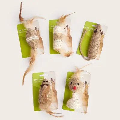 Sound Sisal Mouse Cat Toy, Bite-Resistant, Self-Play, Teeth Grinding - 1