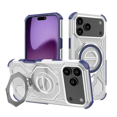 iPhone 17 Transparent Magnetic Case, Air-Cushion Corners, With Stand - 10