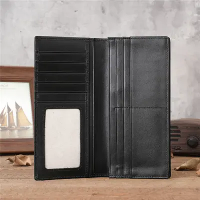 Model 1008 Men's Long Genuine Leather Wallet with Zipper - 2