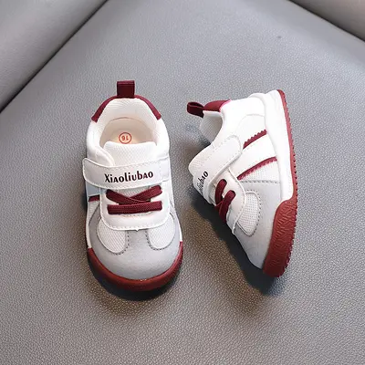1-2 Year Old Baby Leather-Covered Soft-Sole First Walking Shoes, White - 7