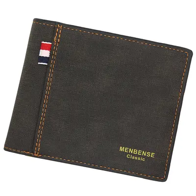 Men's Short Wallet, Large Capacity, Frosted Retro Business Wallet - 6