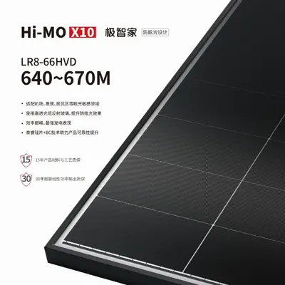 Longi Black Cat X10 Double-Sided Dual-Glass 650W Solar Panel LR8-66HVD640-665M - 2