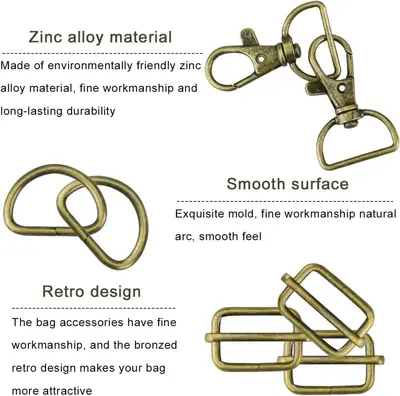 50 Bronze Keychains with Rotating Hook, D-Ring and Slide Clasp