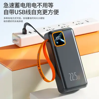 Tragbares Ladegerät mit USB-Kabel für Apple, mit Handschlaufe und LED-Licht, mobile Stromversorgung, Geschenkidee