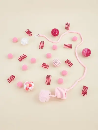 Spring Bell Ball Cat Toy Set, Self-Play, Chew-Resistant - 8