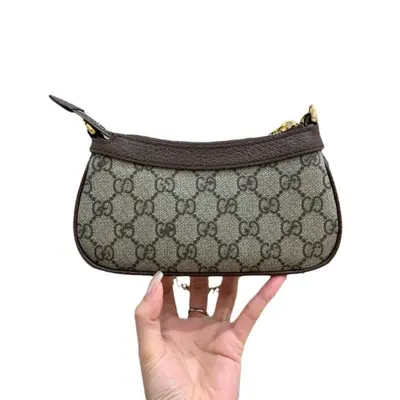 Classic Genuine Leather Women's Underarm Bag with Monogram Print, Cowhide - 3