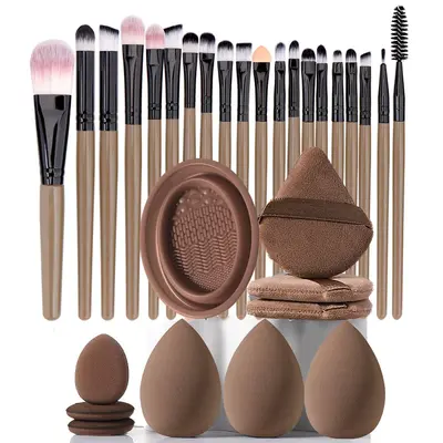 30-teiliges Makeup-Pinsel-Werkzeugsortiment, komplettes Set, Anfänger-geeignet, tragbar, Reise-Makeup-Schwämme, komplettes Make-up-Set - 11