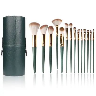 14-teiliges Green Cloud Makeup Pinsel Set, Cangzhou Naturborsten Lidschatten-, Puder-, Foundation- und Rouge-Pinsel, Beauty Tools im Großhandel - 8