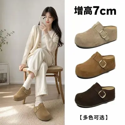 Женские туфли Birkenstock-стиля с утолщённой подошвой и подъёмом внутри, новинка осени 2026, для активного отдыха на улице, износостойкие, без шнуровки, в ретро-стиле полушлёпанцы с закрытым носком