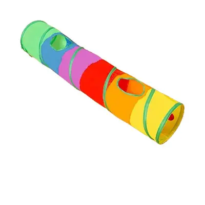 Foldable Rainbow Cat Tunnel with Three Entrances, Interactive Cat Toy - 5