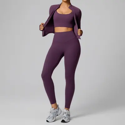 Women's Three-Piece High-Elasticity Yoga Wear Set - 12