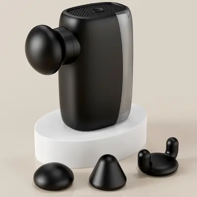 Brushless Mini Massage Gun with 4 Heads, Portable Muscle Massager - 12