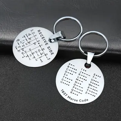 Edelstahl-Schlüsselanhänger mit Morsecode, Souvenir-Geschenk - 3